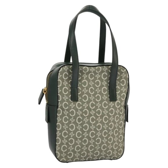Auth CELINE C Macadam Canvas Hand Bag Gray Gold - Picture 1 of 15